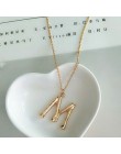 2cm mały złoty młotkowany Metal bambusowy 26 alfabet literowy A-Z minimalistyczny początkowy naszyjnik moda Twist Chain naszyjni