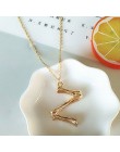 2cm mały złoty młotkowany Metal bambusowy 26 alfabet literowy A-Z minimalistyczny początkowy naszyjnik moda Twist Chain naszyjni