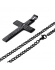 Retro Christian Jesus pojedynczy tytanowy krzyż pisma naszyjnik ze stali nierdzewnej czarny modlitwa Choker wisiorki krzyżowe dl