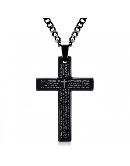 Retro Christian Jesus pojedynczy tytanowy krzyż pisma naszyjnik ze stali nierdzewnej czarny modlitwa Choker wisiorki krzyżowe dl