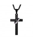 Retro Christian Jesus pojedynczy tytanowy krzyż pisma naszyjnik ze stali nierdzewnej czarny modlitwa Choker wisiorki krzyżowe dl