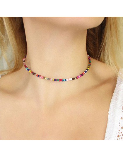 TTLIFE czeski Handmade Rainbow koraliki Choker naszyjnik Boho cukierki kolor koralik satelita naszyjnik kobiety moda biżuteria n