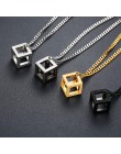 Vnox Retro kostka z otworem wisiorek dla mężczyzn ze stali nierdzewnej kwadratowe stary naszyjnik Punk geometryczny Collier 24 "