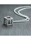 Vnox Retro kostka z otworem wisiorek dla mężczyzn ze stali nierdzewnej kwadratowe stary naszyjnik Punk geometryczny Collier 24 "