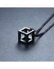 Vnox Retro kostka z otworem wisiorek dla mężczyzn ze stali nierdzewnej kwadratowe stary naszyjnik Punk geometryczny Collier 24 "