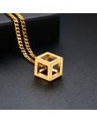 Vnox Retro kostka z otworem wisiorek dla mężczyzn ze stali nierdzewnej kwadratowe stary naszyjnik Punk geometryczny Collier 24 "