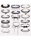 11 szt. Moda ładne dziewczyny czarne wielowarstwowe koronkowe naszyjnik łańcuszkowy dla dzieci wykwintne gotyckie Stretch Choker