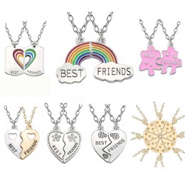 Modny Best Friends naszyjnik Rainbow złamane serce naszyjnik dla kobiet srebrny łańcuszek BFF biżuteria przyjaźni