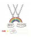 Modny Best Friends naszyjnik Rainbow złamane serce naszyjnik dla kobiet srebrny łańcuszek BFF biżuteria przyjaźni