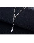 Anenjery 925 Sterling Silver naszyjnik dwuwarstwowy łańcuch cyrkon wisiorki serca naszyjniki dla kobiet kolye Choker S-N157