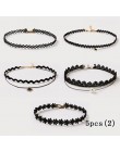 11 szt. Moda ładne dziewczyny czarne wielowarstwowe koronkowe naszyjnik łańcuszkowy dla dzieci wykwintne gotyckie Stretch Choker