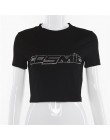 Kryptograficzne modne strasy drukowane na co dzień damskie t-shirty krótkie wycięcie pod szyją letnie bluzki w stylu Basic Slim 
