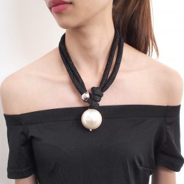 MANILAI duże imitacja Pearl komunikat Chokers naszyjniki dla kobiet moda gruba lina regulowany wisiorek naszyjniki biżuteria