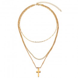 Vienkim Trendy złoty kolor warstwowy naszyjnik Choker Chain Boho prosty krzyż naszyjnik dla kobiet biżuteria przyjazny prezent 2