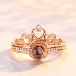 Dropshipping miłość pierścień z sercem s I 100 języków kocham cię pierścień projekcyjny romantyczne wspomnienie miłości ślub pie