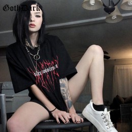 Goth Dark Grunge Punk Gothic t-shirty luźna odzież uliczna Harajuku list drukuj lato 2019 moda koszulka damska Casual estetyczne