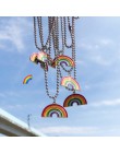 Śliczne kolorowe Rainbow wisiorek ze stali nierdzewnej naszyjnik ze stali, długi łańcuch biżuteria kochanie dla kobiet Man przyj
