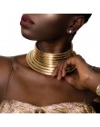MANILAI Vintage komunikat Choker naszyjnik kobiety złoty kolor skórzana obroża naszyjnik maxi afrykańska biżuteria regulowane Ch