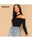 SHEIN asymetryczna koszulka z wycięciem pod szyją 2019 damska elegancka wiosenna koszulka z długim rękawem Slim Fit koszulka imp