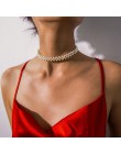 KMVEXO czeski wielowarstwowe symulowane okrągłe perły Choker naszyjnik Choker komunikat łańcuszek do obojczyka naszyjnik kobiety