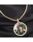 Wykonane na zamówienie zdjęcie medaliony naszyjnik i 4mm łańcuch tenisowy złoto srebro Iced Out Cubic cyrkon męski hip hop biżut