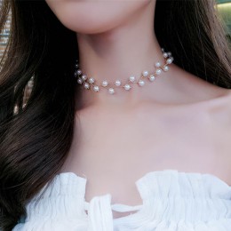 2018 Trendy elegancja oświadczenie naszyjnik z amuletem imitacja perły koraliki Choker naszyjnik dla kobiet Kolye Collier Femme