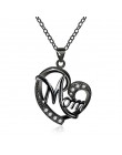 HUITAN moda list mama kształt serca inkrustowane kryształowy naszyjnik dzień matki prezent wysokiej jakości biżuteria hurtowych 