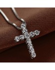 2020 Collier Femme nowa moda krzyż srebrny naszyjniki Collares dla kobiet mężczyzn biżuteria kryształ CZ wisiorki naszyjnik