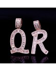 A-Z złoty kolor bagietka inicjały litery Hip-Hop wisiorek Bling cyrkon mężczyzna kobiet naszyjnik łańcuch Rock biżuteria