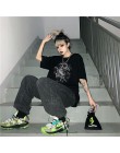 Koreański zabawa dropshipping Ulzzang śliczny smok punk gotyckie ubrania top z krótkim rękawem hip-hopowy nadruk w stylu vintage