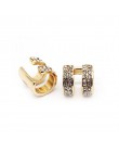Kolczyki kryształowe dla kobiet modne małe okrągłe kolczyki do uszu złocone i posrebrzane 2 rzędy klipsy Rhinestone bez przekłuw