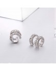Kolczyki kryształowe dla kobiet modne małe okrągłe kolczyki do uszu złocone i posrebrzane 2 rzędy klipsy Rhinestone bez przekłuw