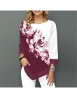 2019 wiosna jesień duży rozmiar kobiety t-shirty Casual O-Neck kwiatowy Print T Shirt kobiet T Shirt Plus rozmiar 5XL swetry top