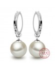 2019 solidna 925 Sterling Silver eleganckie piękno okrągły biały perła kolczyk na wtyk kolczyki kobiety biżuteria zaręczynowa Br