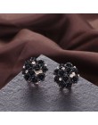 2018 modne niebieskie czarne okrągłe bukiet róża kryształowa złoty ślub kwiat z kryształkiem kolczyki dla kobiet zestaw kolczykó