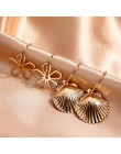 Flatfoosie nowy motyl spadek kolczyki dla kobiet geometryczne z dziurką kwiaty powłoki serce otwierane wiszące kolczyki biżuteri