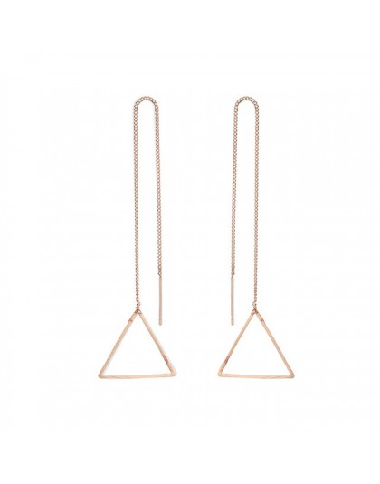 Moda trójkąt serce długie kolczyki Tassel koreański elegancki prosty Metal z cienkim łańcuszkiem minimalistyczny geometryczny ko