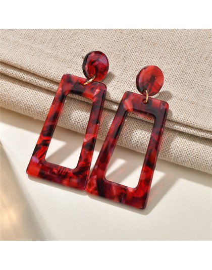 2019 nowe żywiczne akrylowe Drop Dangle kolczyki dla kobiet artystyczne geometryczne czerwone modne wisiorek kolczyki biżuteria 