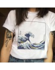 Lato kobieta moda Harajuku duży rozmiar fala japoński drukuj zabawa z krótkim rękawem T-shirt topy koszulki nowa fala O-Neck T-s