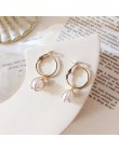 2020 nowa dwuwarstwowa metalowa koło z perłami kryształowa kostka sześcienna kolczyki małe kółka dla kobiet dziewczyna wesele pr