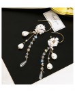 Vintage Crystal Water Drop kobiety dynda kolczyki kwiat perłowy kolczyki z frędzlami słodkie kolczyki z muszelką czeski spadek k