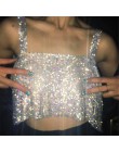 2019 Glitter Nightclub Backless Rhinestone Tank Top kobiety Sexy Metal Crystal Diamonds Sequined Night klubowy strój imprezowy k