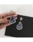 AOMU Fashion Design akrylowe geometryczne nieregularne niebieski górski kamień długie kolczyki wiszące biżuteria z żywicy dla ko