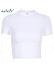 SUCHCUTE kobiet T-Shirt krótki top biała koszula pasek Poleras Mujer De Moda 2019 lato Polera Blanca Hot Casual koreański styl k