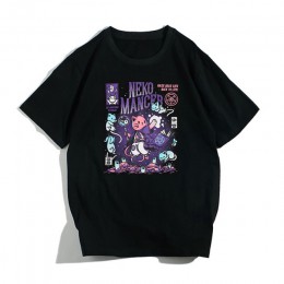 Harajuku YF Neko Mancer koszulka Unisex moda śliczne estetyczne Grunge czarna koszulka Satantic Gothic odzież czarownica koszula