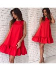 Moda damska letnia sukienka 2019 w stylu casual, klubowy strój czerwony różowy bez rękawów kobiety sukienka Vestidos plisowana M