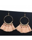 AMADER Tassel kolczyki dla kobiet etniczne cekiny spadek kolczyki moda w stylu bohema biżuteria Trendy bawełna frędzlami długie 