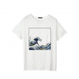 Lato kobieta moda Harajuku duży rozmiar fala japoński drukuj zabawa z krótkim rękawem T-shirt topy koszulki nowa fala O-Neck T-s
