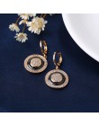 585 różowe złoto okrągłe czarne kolczyki mikro wosk wkładka naturalny cyrkon czarny ceramiczny kobiety ślub Stud kolczyk biżuter