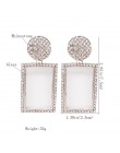 ZA moda biżuteria szklane kolczyki dla kobiet błyszczące Rhinestone dynda kwadratowe kolczyki dla dziewczynek akcesoria ślubne U